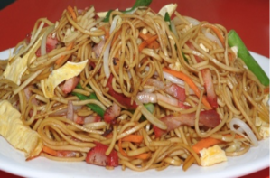Fried Noodles with Shredded Roast pork & eggs)